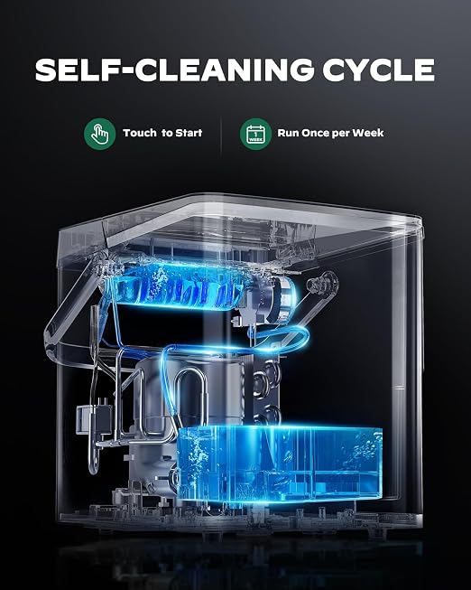 Silonn Countertop Ice Maker with Expanding 2.5L Ice Basket, 26.5lbs/24H, 9 Cubes in 6 Mins, Self-Cleaning Ice Maker with LED Touch Control, 2 Bullet Ice Sizes for Home, Kitchen, Office, Grey