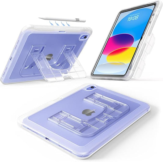 CCMAO Case for iPad (A16) 11th/10th Gen (2025/2022), Shockproof Protective Lightweight iPad Cover with Pencil Holder, Kickstand, Hard PC Back Cover, Cute Case for iPad 11/10, Transparent