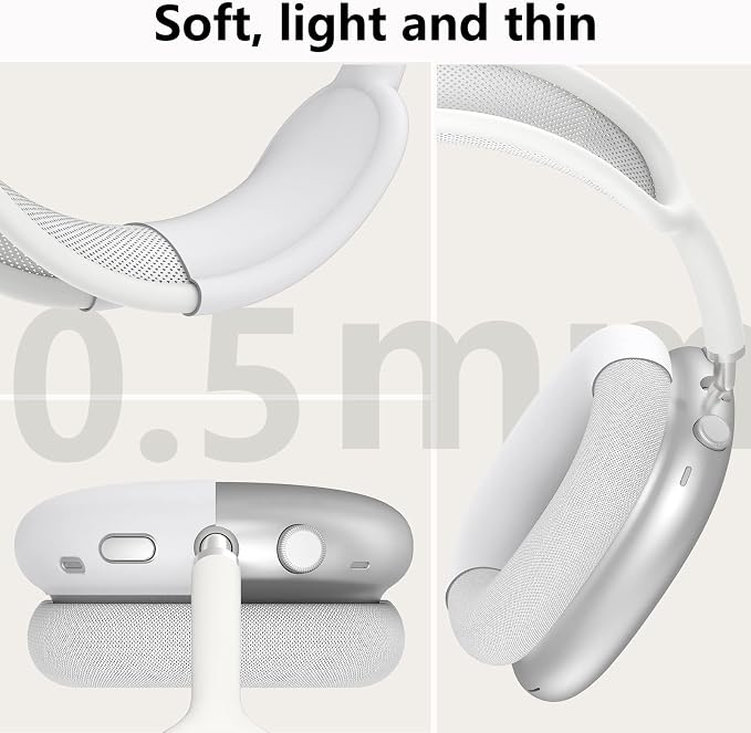 Silicone Case Cover for AirPods Max Headphones,Ear Pad Case Cover/Ear Cups Cover/Headband Cover for AirPods Max 2/1 (2026/2024/2020)(USB-C/Lightning),Silicone Accessories for Apple AirPod Max 2, White