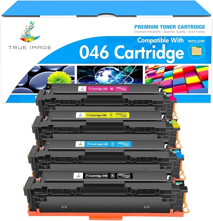 True Image Compatible 046 Toner Cartridge Replacement for Canon 046 MF733Cdw CRG-046 Color ImageCLASS MF733Cdw MF731Cdw MF735Cdw LBP654Cdw MF733 Printer Ink (Black Cyan Yellow Magenta, 4-Pack)