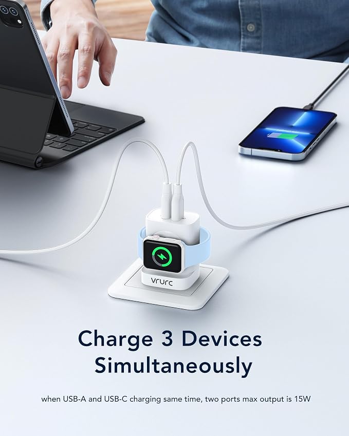 VRURC Charger for iPhone & Apple Watch, Portable Travel Charger for Multi Devices