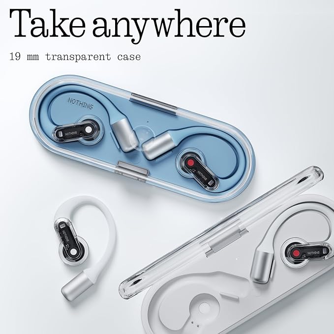 Nothing Ear (Open) Open Ear Headphones, Ultra-Light with Adjustable Earhooks, Multipoint Connection Bluetooth Earbuds, Clear Voice Technology for AI Calls, IP54, Fast Charging, ChatGPT Supported