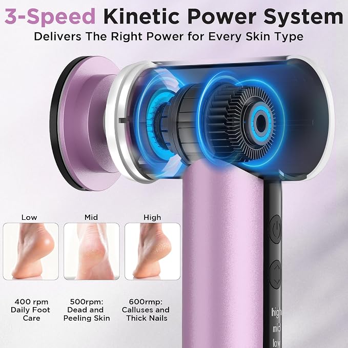 Electric Foot Callus Remover, Apply Oil,Foot File,Reusable Nano-Glass Head, Ergonomic Premium Aluminum Callus Remover for feet, Professional Foot SPA Pedicure Tool at Home