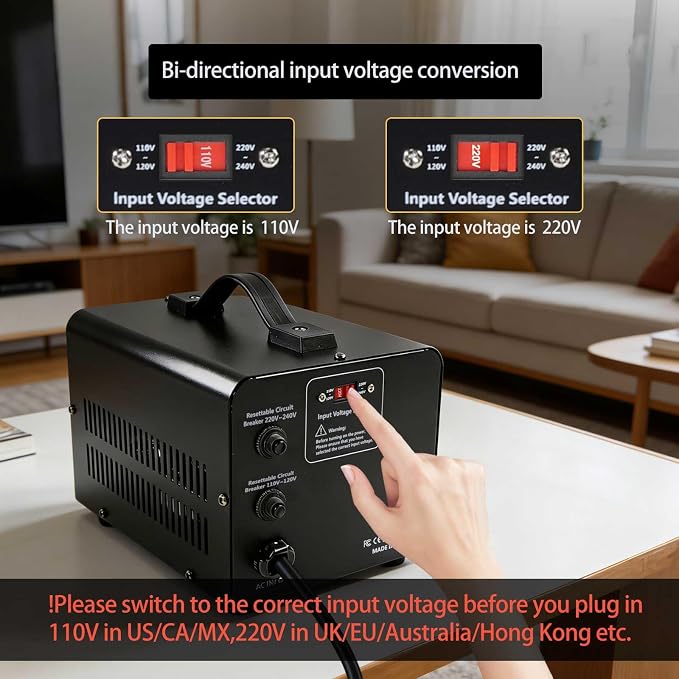 Yinleader Heavy Duty 2000W PRO 110V to 220V Voltage Converter Step Up/Down Power Transformer 110-120V/220-240V for 220/230/240V Global Appliances use in US