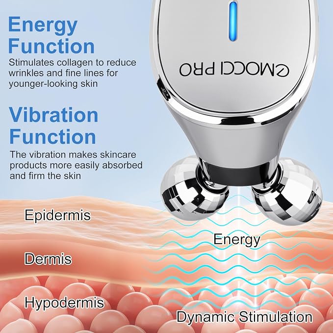 Electric Facial Massager Face Massage Tool, 5-in-1 Portable Vibrating Neck and Face Massager with Dual Rollers, Gentle Skincare Device for Women Girls Daily Use