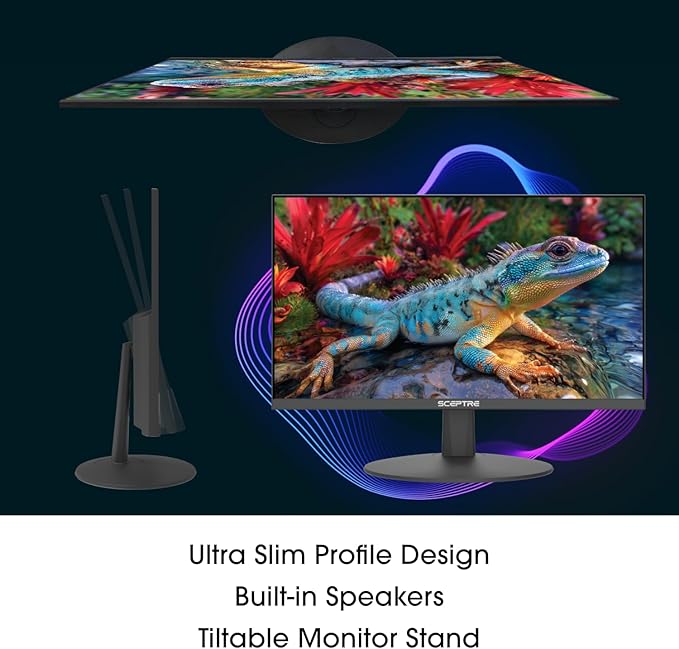 Sceptre New 22-Inch Gaming Monitor, FHD 1080p, Up to 144Hz, HDMI, DisplayPort, Built-in Speakers, Machine Black (E225W-FW144 Series, 2026)