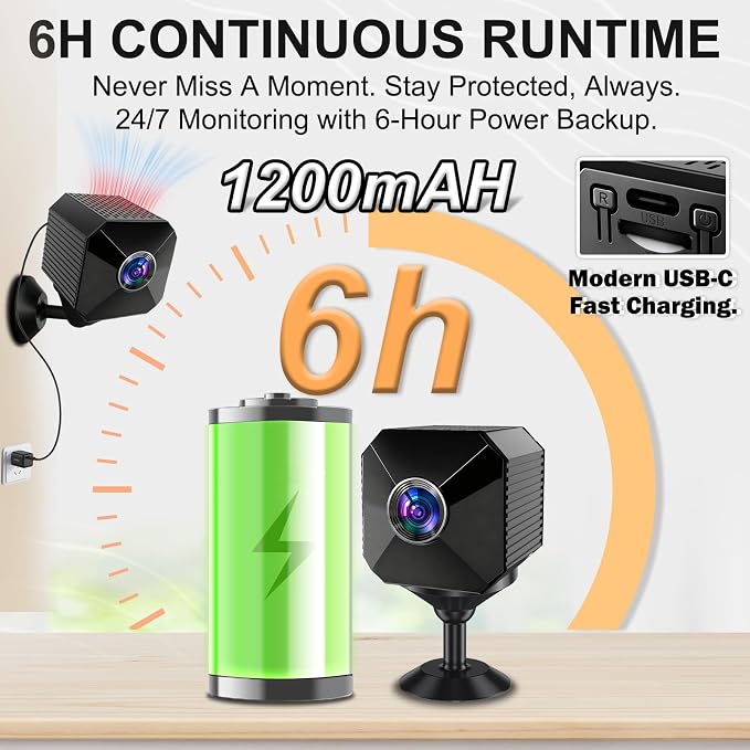 Mini Camera - 2026 Upgraded 4K Mini Wireless Security Camera, Small WiFi Indoor Nanny Cam with No-Glow Night Vision, Motion Alerts, Rechargeable Battery, for Home/Office/Pet