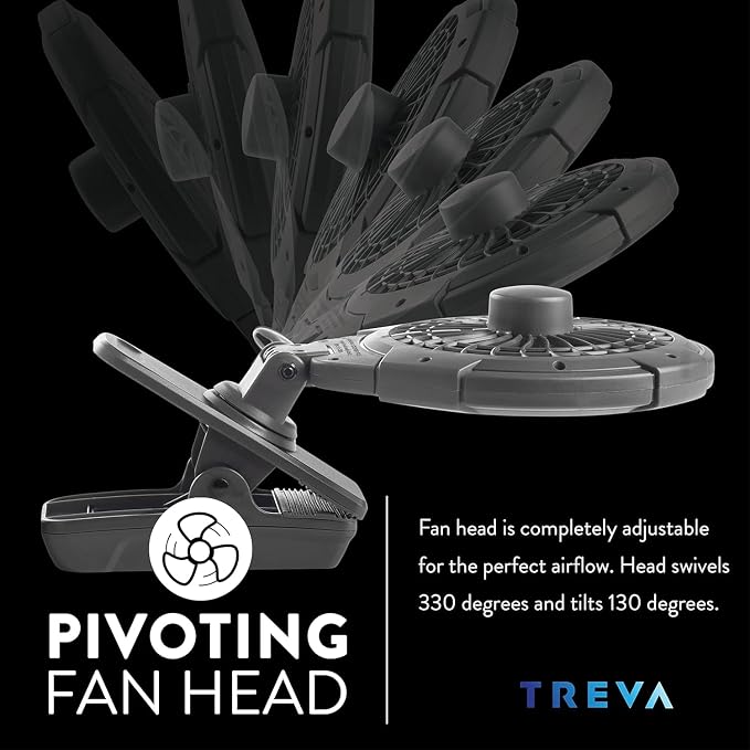 O2COOL Treva 2 Pack 5 Inch Two Speed Battery & USB Powered Clip On Fan - Slim and Portable Cooling Travel Fan with USB - Gray
