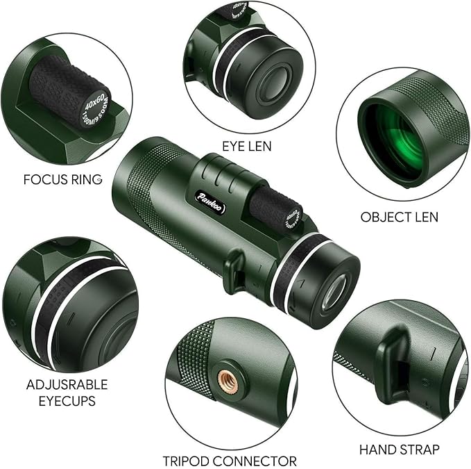 40x60 High Power Monocular Telescope | Comes with Smartphone Adapter Tripod Travel Bag | Bird Watching Hunting Hiking Camping Gift