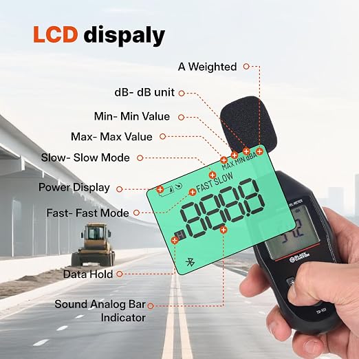 BLACK CANYON Sound Level Meter – Digital DB Meter, Sound Decibel Meter, Decibel Reader, Noise Decibel Reader, 30–130dB, 30Hz–8kHz, A-Weighting,Auto Power-Off, LCD Display (Classic Black)