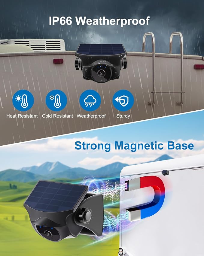 1080P Magnetic Wireless Backup Camera, 365 Days Standby Rechargeable Battery, Waterproof Rear/Front View Camera for Hitching Boat Trailer Horse Pickup RV Car for iPhone iPad Android