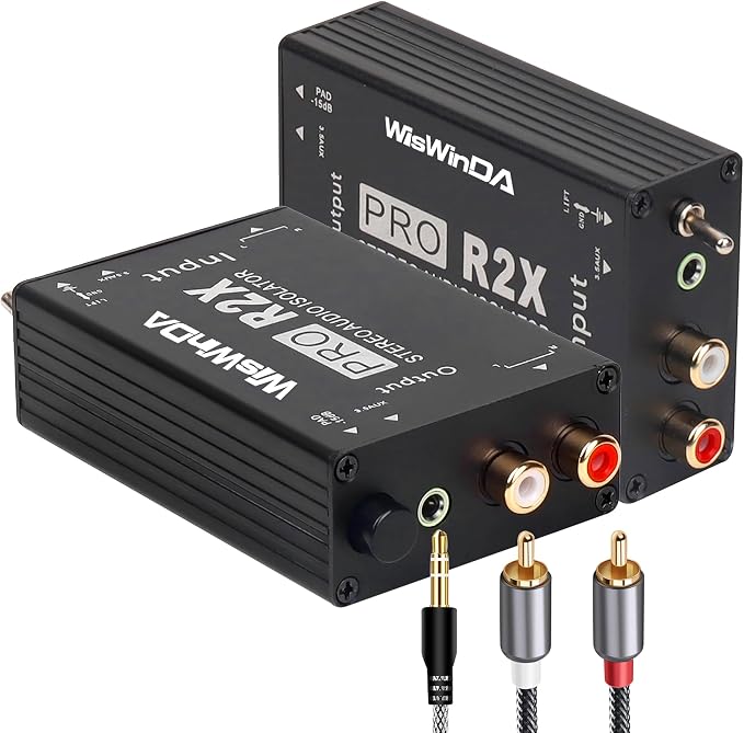 Noise Isolator RCA Audio Hum Eliminator (No Affects Bass) Noise Filter Aluminum Shell Ground Loop Noise Isolator for HiFi Stereo Home Theater Car Audio Player Plug&Play (RCA/3.5 Aux Isolator)