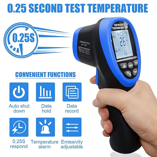 AIOMEST Digital Infrared Thermometer - Non Contact High Temperature Gun AI-1500 Infra Pyrometer Temp Gauge -58~2732℉ Handheld IR Laser Reader for Cooking Kiln HVAC (NOT for Human Temp)