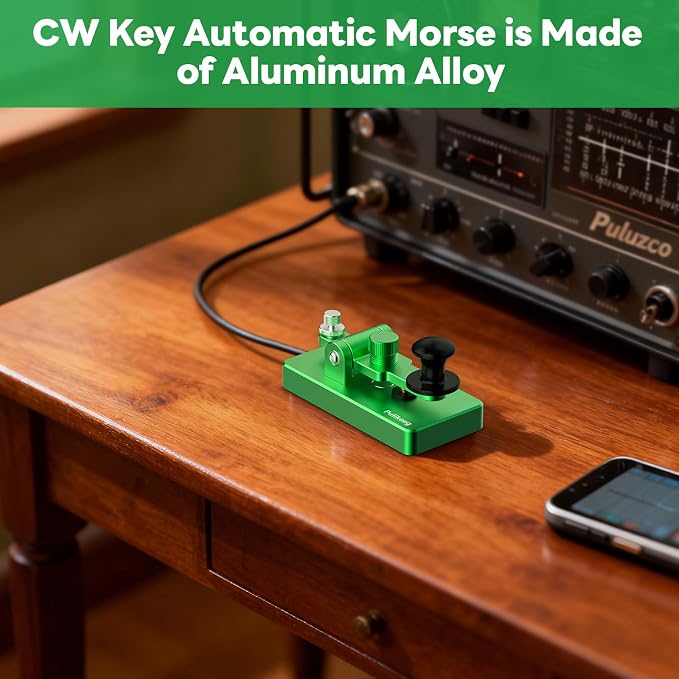 Putikeeg Classical Morse Mini Code Key Morse Code Paddle Key Aluminum Alloy Mini-Key Morse CW Portable Key Morse Practice Key Green
