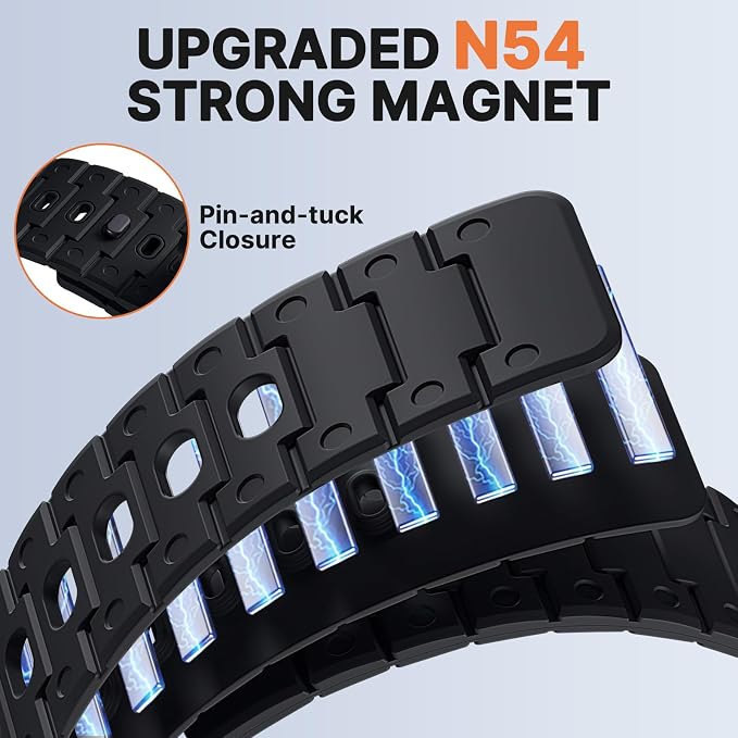Bandletic Magnetic Compatible with Garmin Instinct 2 Watch Band - 22mm Quick Fit Silicone Strap for Fenix 8 E 47mm/7 6 Pro/5 Plus/Instinct 3 E 45mm /Forerunner 965/955 /Approach S70/S62/S60/Epix Pro2