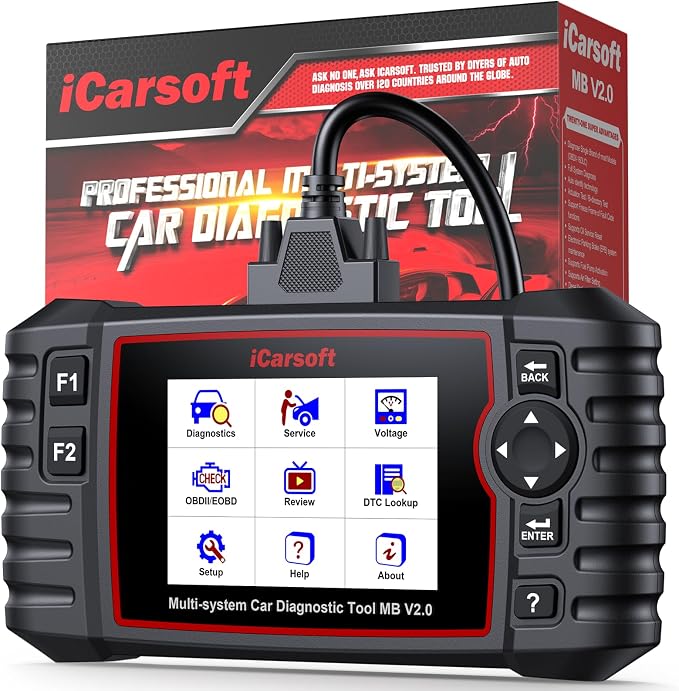 iCarsoft MB V2.0 fit for Mercedes Benz/Sprinter/Smart, Full Systems Diagnostic Tool, OBD2 Scanner with 8 Resets/Live Data/Battery Test/Module Info, Lifetime F-Ree Update