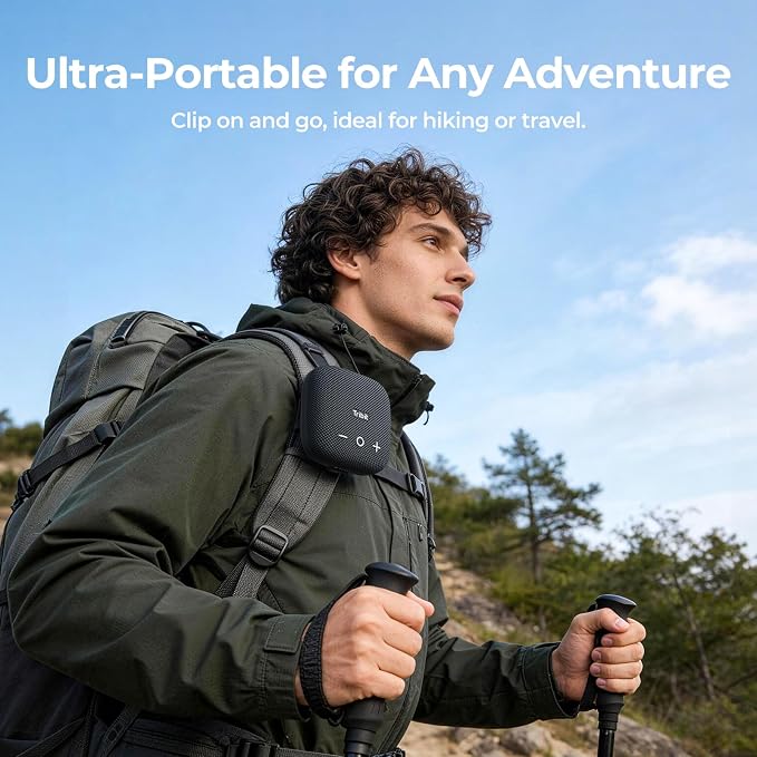 Tribit StormBox Micro 2 Wireless Portable Speaker: 10W Loud Deep Bass Sound, IP67 Waterproof Bike Speaker with Bluetooth 5.3, 12H Playtime, TWS Pairing for Camping Travel Hiking