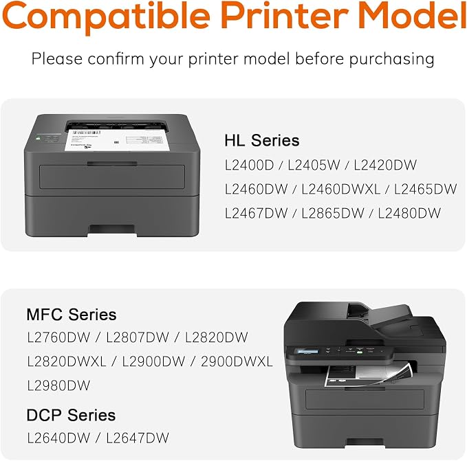 TN830XL Toner and DR830 Drum Unit Replacement for Brother TN830XL DR-830 use with HL-L2460DW HL-L2405W HL-L2480DW MFC-L2820DW DCP-L2640DW MFC-L2900DW (2 Toner 1 Drum)