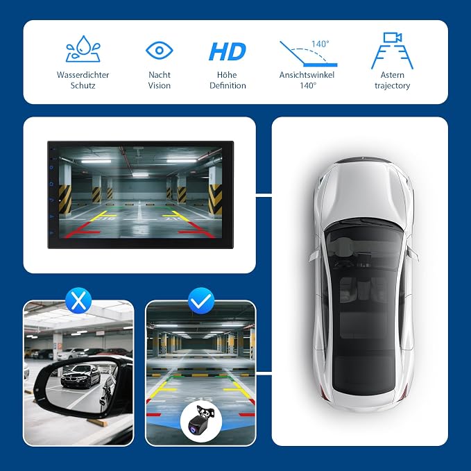 Haudio Double Din Car Radio with Wireless CarPlay & Android Auto, 7" HD Touchscreen Car Stereo with Mirror Link, Backup Camera, GPS Navigation, Bluetooth, Voice Control, SWC/FM/AM/RDS (2+32G)