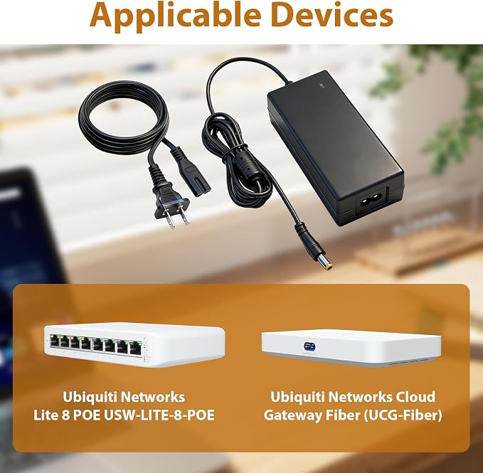 54V 1.1A Power Adapter for Ubiquiti Networks USW-Lite-8-PoE | Compatible with UniFi Lite 8 PoE 8Port Gigabit Ethernet Switch 8 Port Layer 2 USW-Ultra-60W NY-PW0L2-05401100 NYPW0L205401100