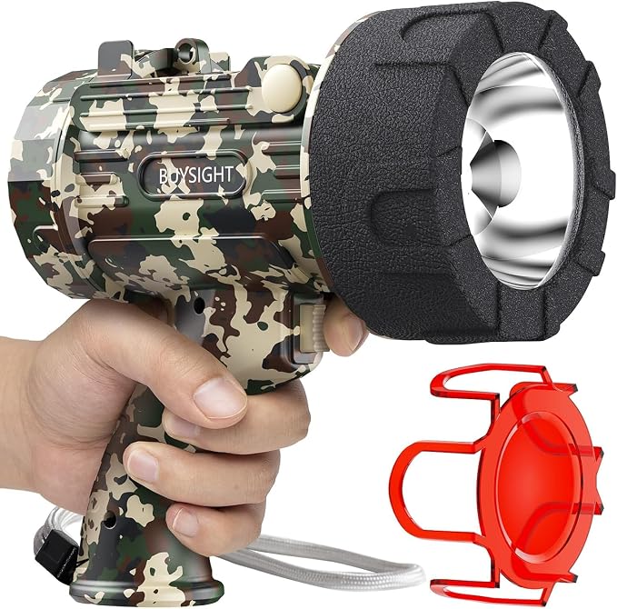 BUYSIGHT Rechargeable Spotlight Flashlight, Actual 1500 Lumens Handheld Spotlight, Waterproof Hunting Lamp with Red Filter (Camouflage Green)