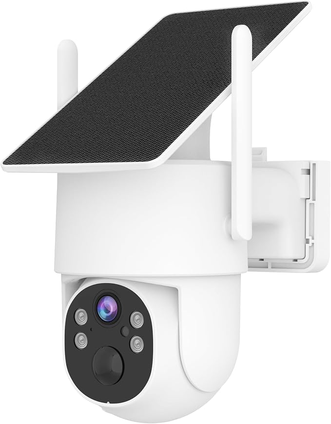 4G LTE Cellular Security Camera Wireless Outdoor, No WiFi Needed, with SIM Card and One Year Unlimited Data Plan, Solar Powered, 360° Live View, 2K Color Night Vision, Motion Detection