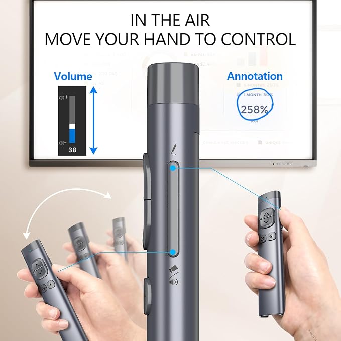 Norwii N97s TV Screen Presentation Clicker for powerpoint presentations, powerpoint clicker, Presentation Remote, Bluetooth Wireless Presenter, Digital Pointer for TV Screen Under Win/Mac