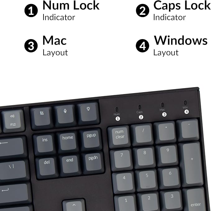 Keychron K10 Full Size 104 Keys Bluetooth Wireless Mechanical Gaming Keyboard for Mac Windows with Keychron Super Red Switch, Multitasking/White LED Backlight/USB C Wired Computer Keyboard