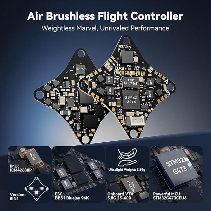 BETAFPV ELRS V3 Air65 Brushless Whoop Quadcopter, Ultralight 1S 65mm Micro Whoop Drone with C03 FPV Camera, G473 5IN1 Air Brushless FC 0702SE Ⅱ 27000KV Motors for FPV Racing Indoor & Outdoor