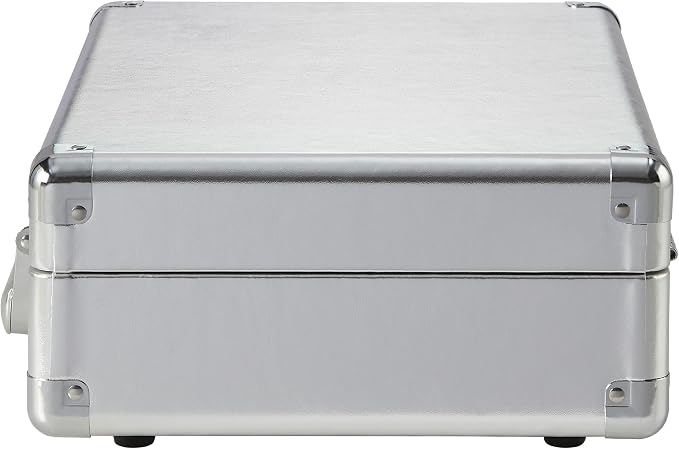 Crosley CR8005F-SI Cruiser Plus Vintage 3-Speed Bluetooth in/Out Suitcase Vinyl Record Player Turntable with Built-in Speakers, Silver