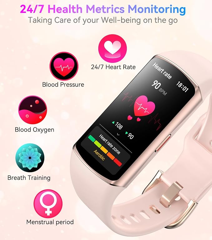 Smart Watch Fitness Tracker with 24/7 Heart Rate, Blood Oxygen Blood Pressure Monitor Sleep Tracker 120 Sports Modes Activity Trackers Step Calorie Counter IP68 Waterproof for Andriod iPhone Women Men