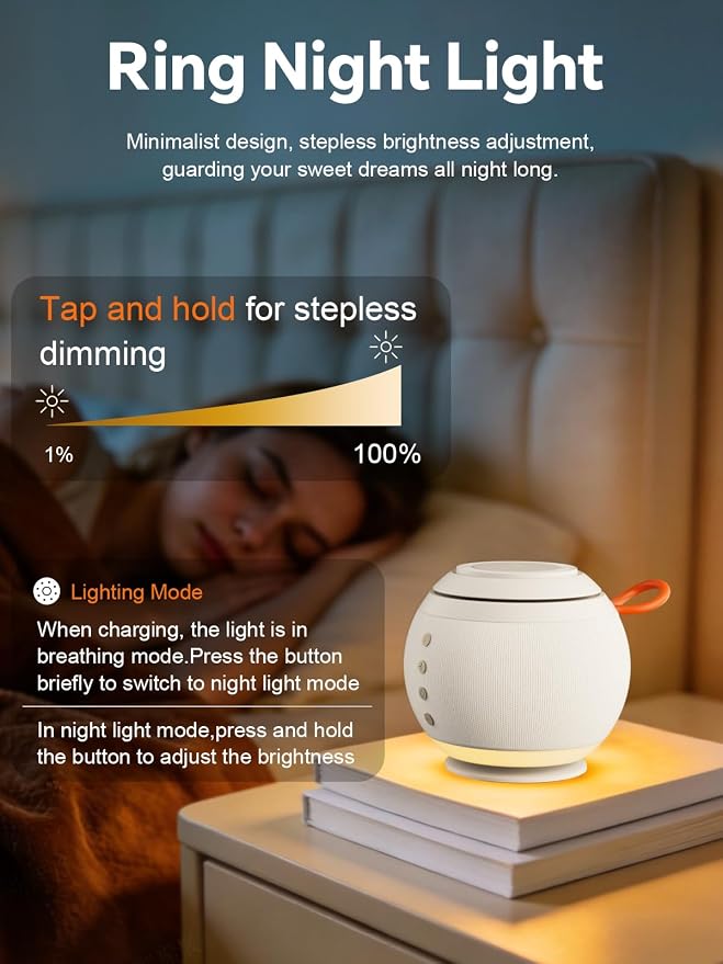 5 in 1 Wireless Charging Station with Bluetooth Speaker and Night Light, Magnetic Fast Charger Stand for iOS Phones, Smartwatch and Wireless Earbuds, Bedside Charging Station, White
