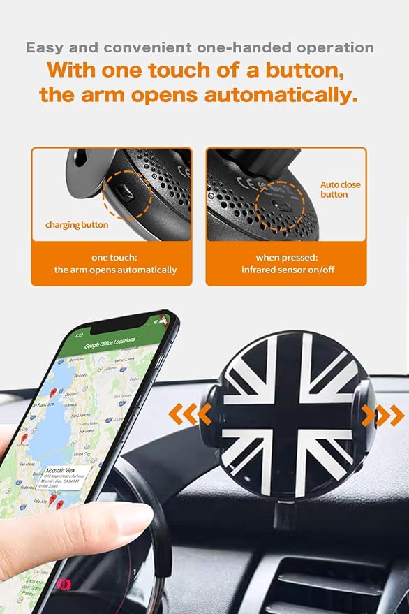 Persevere for Mini Cooper Phone Holder F54 F55 F56 F57 with Auto Charging for Display Dashboard Car Phone Mount, Fits 4-6.9" Smartphones, Right (Not Supported All Countryman F60/R61)