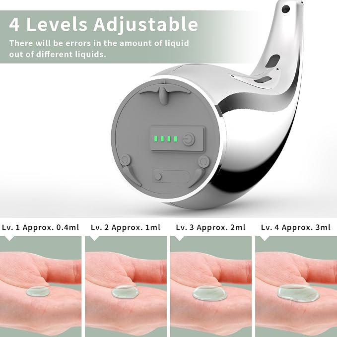 5-in-1 Automatic Soap Dispenser Touchless Set,300ML Hand & Dish Countertop Electric Liquid Rechargeable Dispenser with Sensor,Modern 4 Gear Adjustable Kitchen Auto Soap Pump
