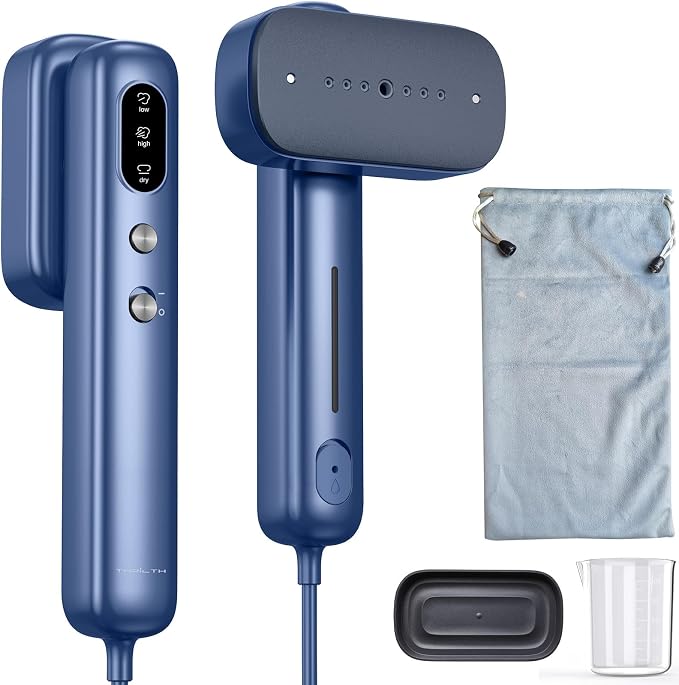 Global Travel Steamer for Clothes,(100V-230V) Dual Voltage Portable 2-in-1 Handheld Steamer & Iron, Travel Safer with Auto-Off- Suitcase Essential for Business Travel & Europe,Blue