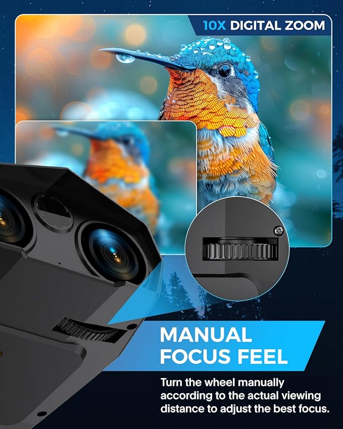 Night Vision Goggles, Night Vision Binoculars for Adults, 5000mAh Rechargeable Infrared Binoculars with 3'' Large Screen, 10X Digital Zoom External Flashlight for Camping