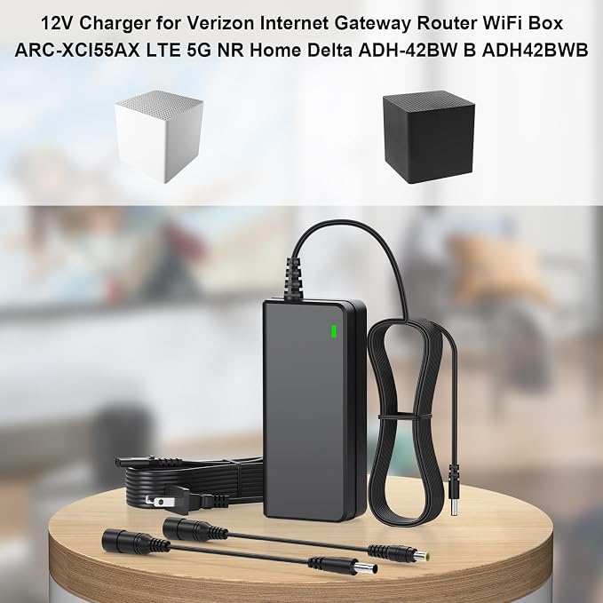 12V Adapter Charger for Verizon Internet Gateway Router WiFi Box ARC-XCI55AX LTE 5G NR Home Delta ADH-42BW B ADH42BWB, for Lucent Trans 1A105-1235 12V 4A 48W UL Power Cord Supply Charger