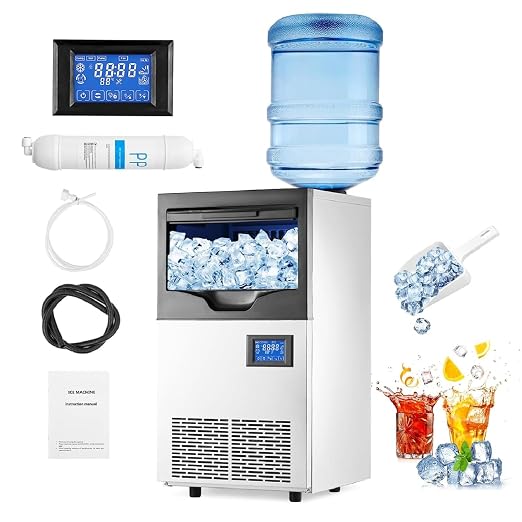 GarveeTech Commercial Ice Maker 55 L/14.5 gal 24H Output & 13.6 L Storage | Heavy-Duty Floor-Standing SUS304 Design - Auto Cleaning Cycle for Restaurant, Bar, Hotel, Multi-Site Operations