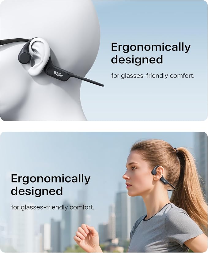 Wigfar Bone Conduction Headphones, Open Ear Headphones Bluetooth 6.0 with Mic, 10H Playtime,Waterproof Sports Headphone Suitable for Running,Cycling, Outdoor Sports