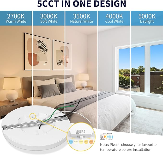 mw 4 Pack 12 Inch LED Flush Mount Ceiling Light Fixture, Flush Mount Ceiling Lights, 2700K/3000K/3500K/4000K/5000K, 25W, 120V, Dimmable Slim LED Ceiling Light for Bedroom Hallway Kitchen