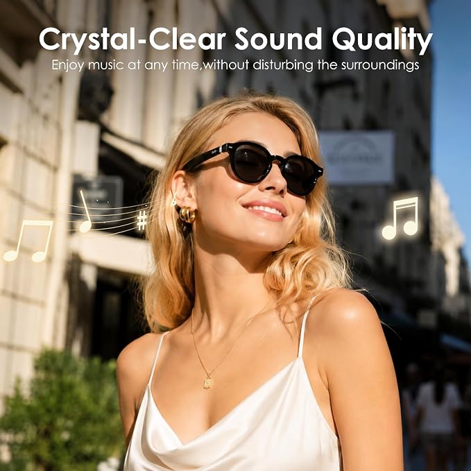GetD 2026 New AI Glasses for Men & Women, Smart Sunglasses Powered by ChatGPT with 145-Language Translation, Bluetooth Sunglasses, 11H Music/9H Call, UV400 Polarized Lenses for Travel & Daily Use