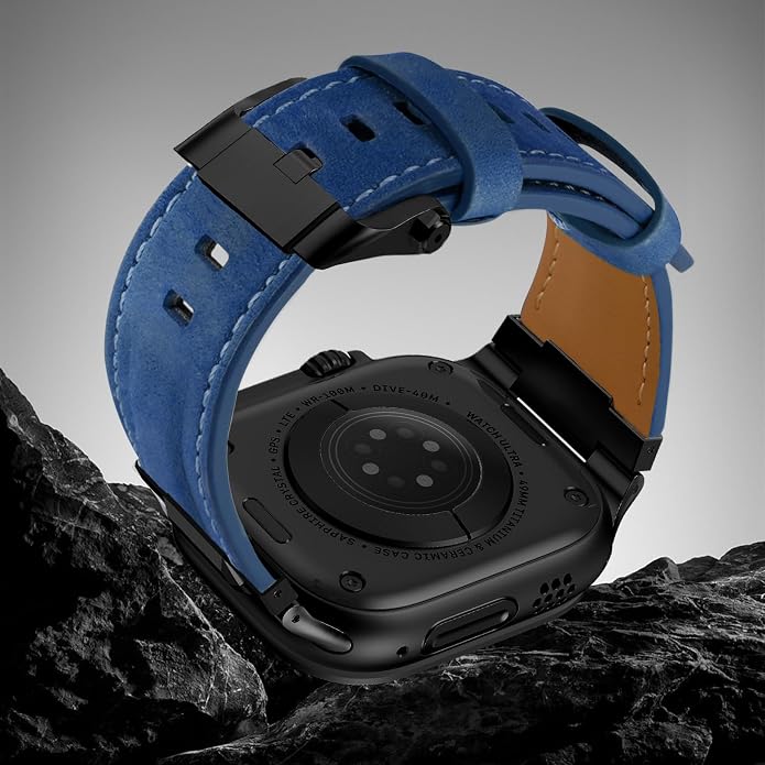 Vintage Genuine Leather Band for Apple Watch Ultra 49mm (2026 Upgrade), Rugged Replacement Strap Compatible with iWatch 46mm 45mm 44mm - for Men Women, Fit Ultra3/2/1, SE 3/2/1, Series11 10/9/8/7/6/5/4