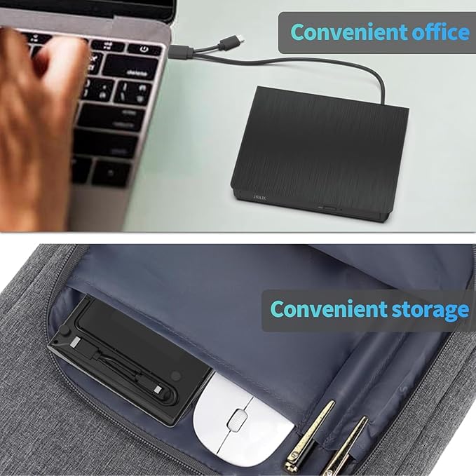 External CD DVD Drive,USB 3.0 and Type-C CD DVD Disc Reader Writer Burner Player,Slim and Portable CD DVD +/-RW Optical Drive for PC Laptop Desktop MacBook Mac Windows 7/8.1/10/11 Linux OS Apple