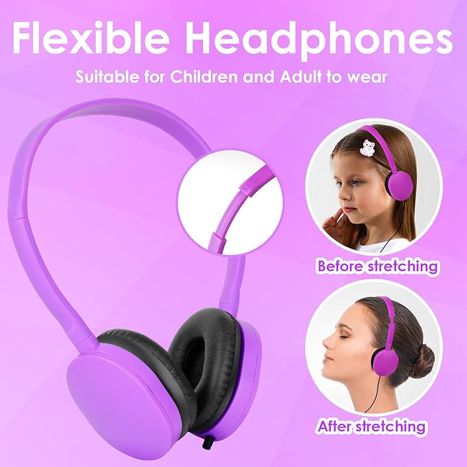 Bulk Classroom Headphones for Students Kids School 100 Pack Wholesale Headphones Class Set with 3.5mm Jack for Chromebook Laptop PC Computer (Mixed Colors)