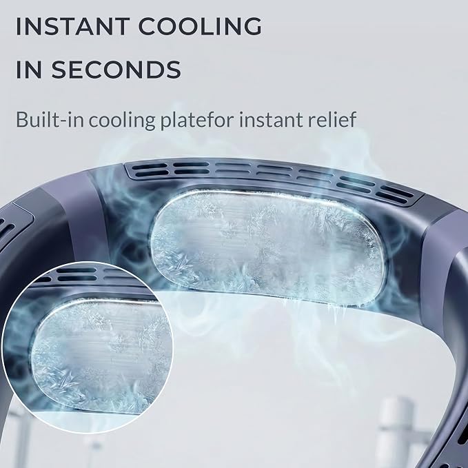 Neck Fan - Portable Personal Fan with Cooling Plate,Operated Wearable Rechargeable Fan with 5200mAh Lithium Battery,Neck Air Conditioner,3 Cooling Level&3 Speeds Level,Gifts for Women Men(Blue)