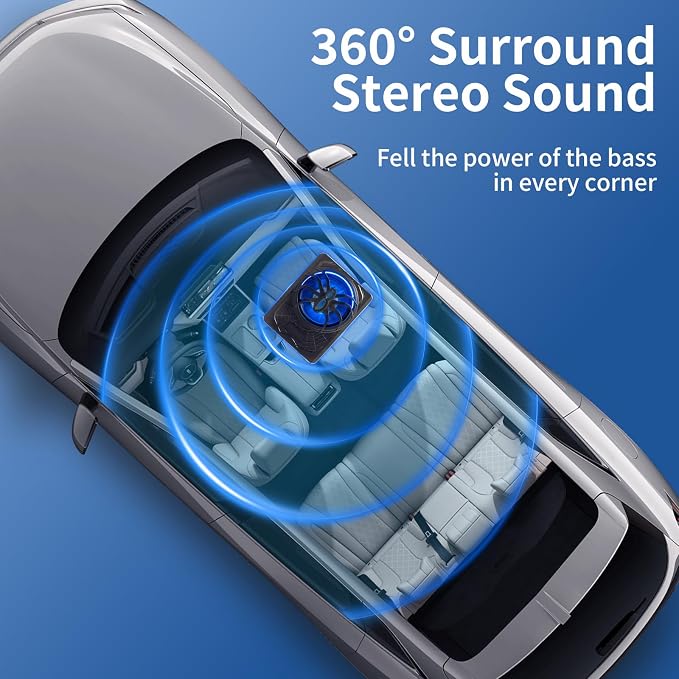 10" Slim Car Subwoofer 1200W Underseat Powered Subwoofer Car Audio Subs for Trucks Active Bass Speaker for Car Built-in Amplifier with Blue LED Ambient Light Low & High Level Inputs