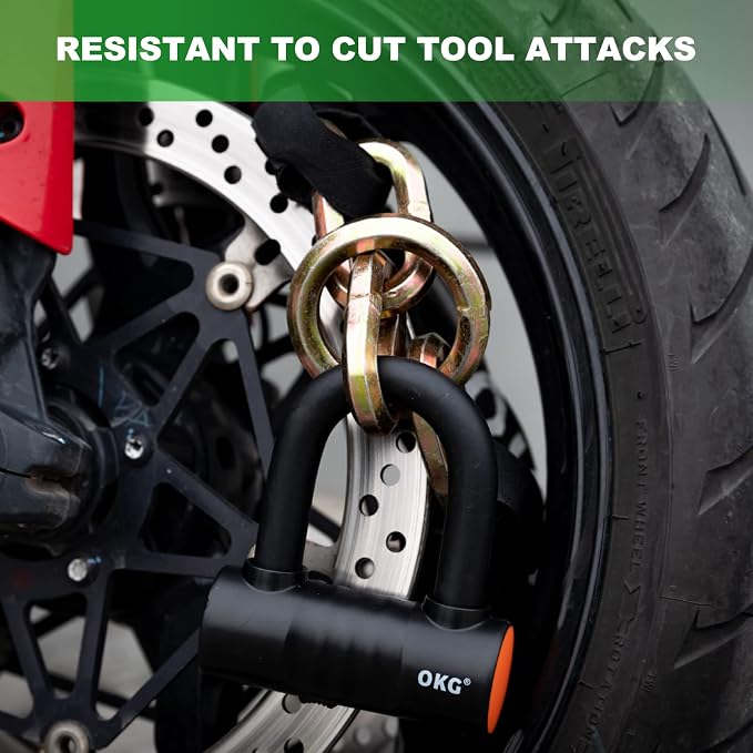 OKG Small U Lock - 4 Keys, Heavy Duty 18mm Hardened Alloy Steel Shackle - Anti-Cut/Anti-Pry Security Chain Lock for Motorcycle, E-Bike, Trailer (No Security Chain)