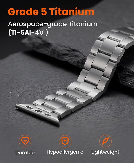 Grade 5 Titanium Band for Apple Watch Ultra 3/2/1 49mm & Series 11/10 46mm, No-Tool Adjustable with Small Links, DLC Anti-Scratch Butterfly Clasp Metal Strap for Men,CRNS03-PRO