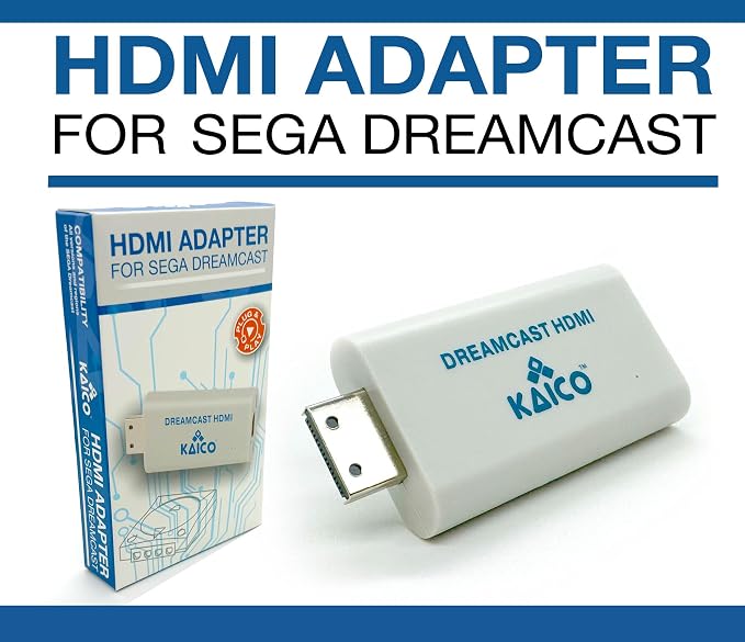 Kaico Dreamcast HDMI Adapter, Plug & Play Converter with VGA & RGBS Support | Supports VGA and RGBS output for Dreamcast games across all regions, with clear audio/video and no external power needed