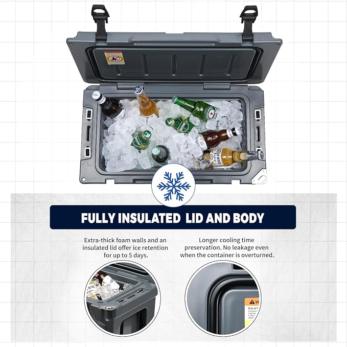 EchoSmile 25/30/35/40/60/75 Quart Rotomolded Cooler, Built to Stand up to The Rigors of The Journey